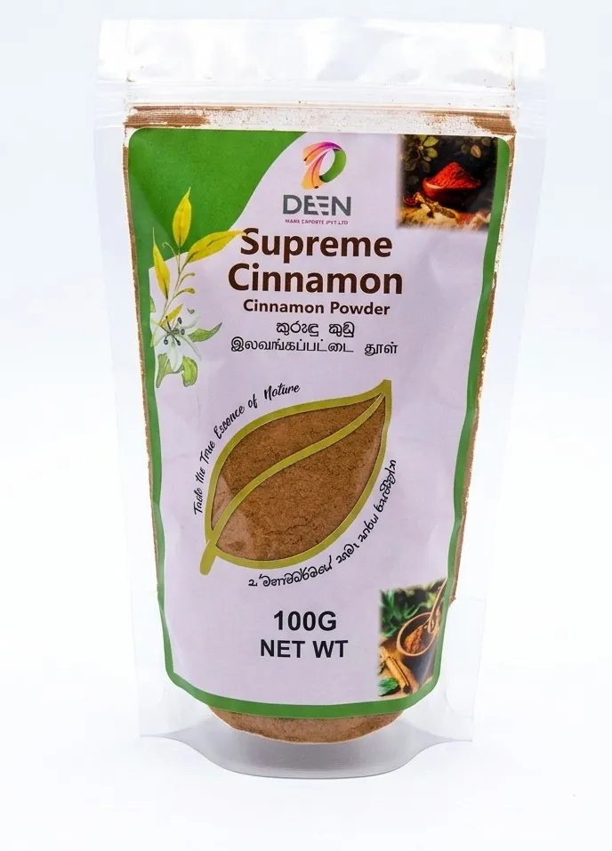 Pure Ceylon cinnamon powder in a 100g zip lock retail pack